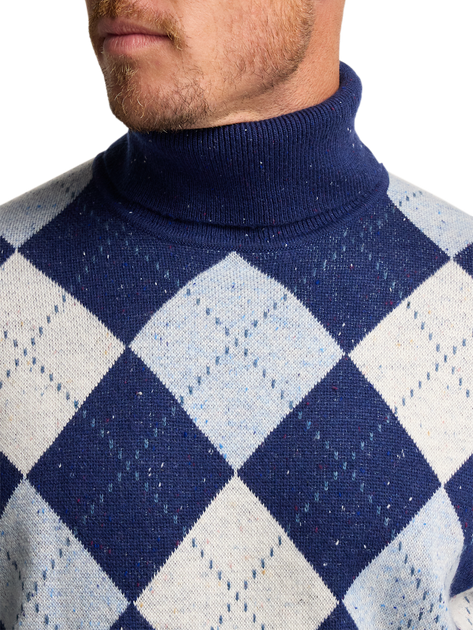 Paul Fredrick Donegal Turtleneck Sweater Blue 4XLarge 4