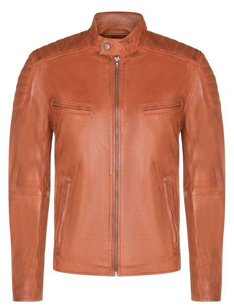 Infinity Herren Leder Stepp Bikerjacke - Berlin Orange XXXLarge 2