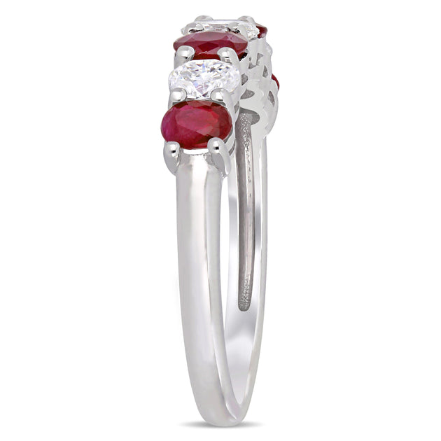 Mimi & Max Ruby Diamond Semi-Eternity Band 14k White Gold Red US 5.5 3
