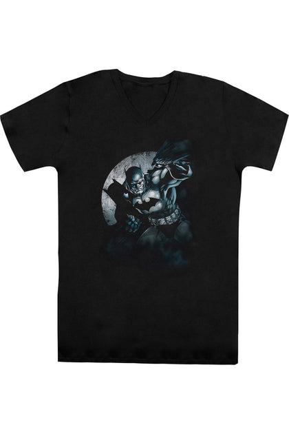 Gildan Batman Spotlight V-Neck T-Shirt Black Small 2