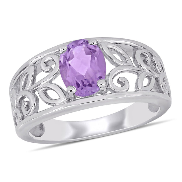 Mimi & Max Solitaire Ring Sterling Silver Purple US 7 2