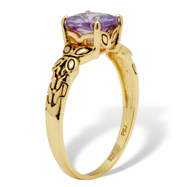 Palm Cushion Cut Birthstone Ring Gold US 10 3