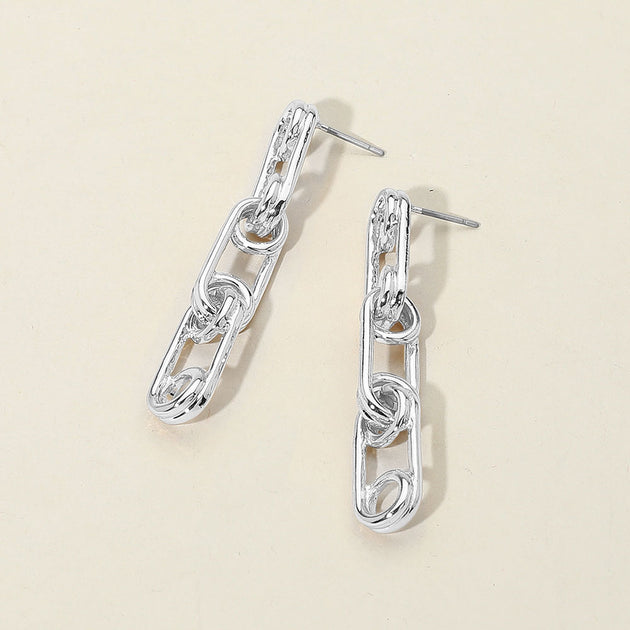 FASHNZFAB Secret Box Chain Drop Earrings Silver 3