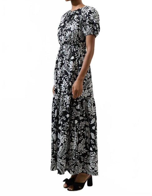 becca tiered maxi dress SUGARLIPS Pine Hill Floral Becca Tiered Maxi Dress In Grey Black