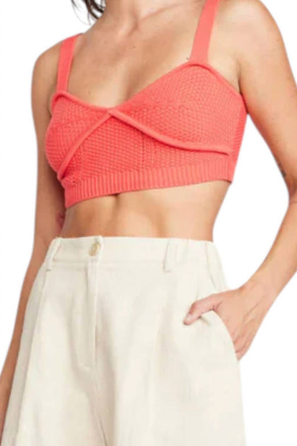Self Contrast Tai Bralette Strick Crop Top Orange Medium 3