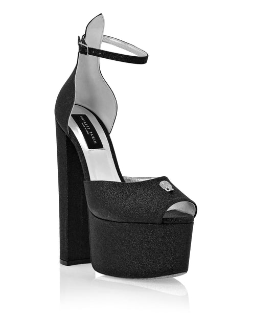 Philipp Plein Glitter Platform Sandals Blue EU 38 2