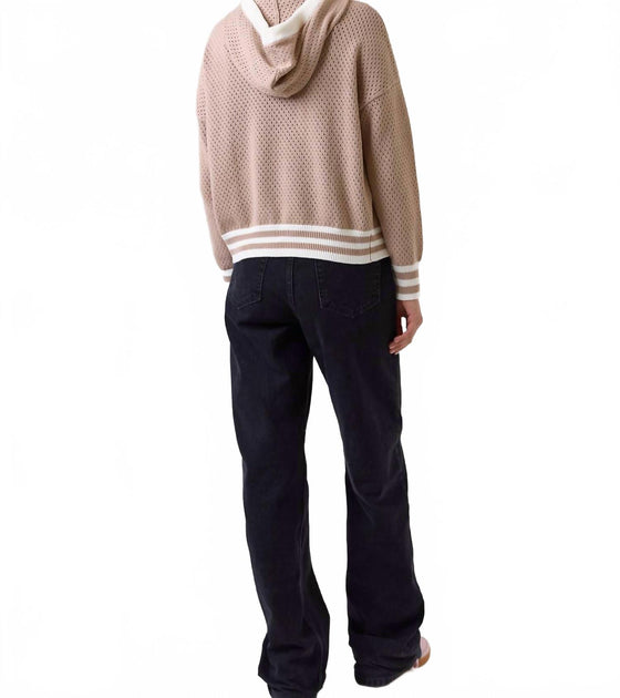Wispr Vanessa Stripe Detail Hoodie Brown XS 3