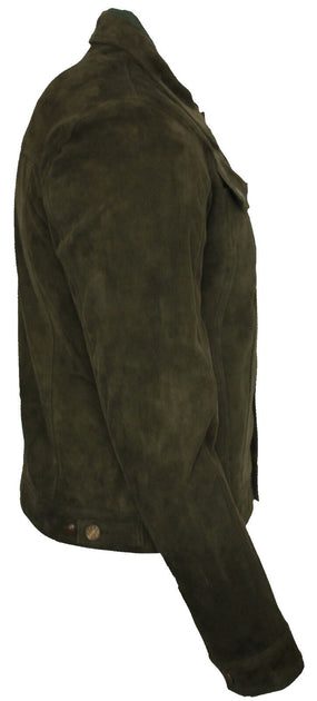 Infinity Mens Goat Suede Trucker Jacket Brown Medium 4
