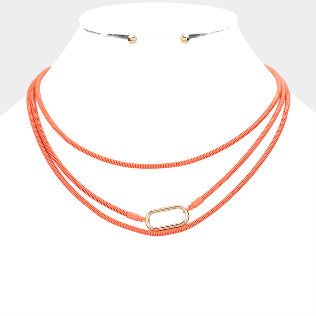 FASHNZFAB Layered Necklace Pink One Size 2