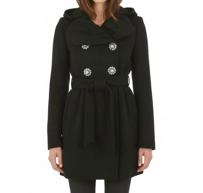 Ci Sono by Cavalini Double Breasted Coat Black Large 2