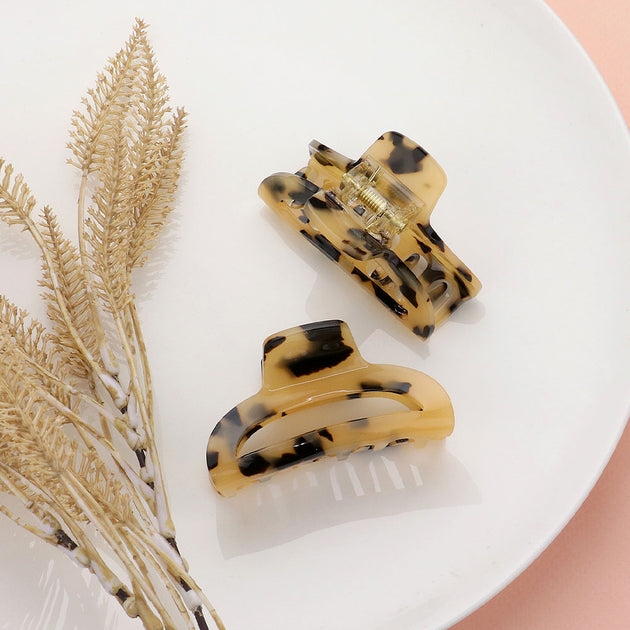 FASHNZFAB Celluloid Acetate Hair Claw Clips Brown 3