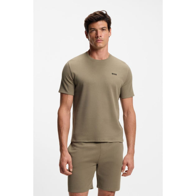 Boss Embroidered-logo Pyjama T-shirt Brown XLarge 4