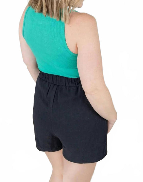 Michelle Mae Libby Linen Shorts Black/Blue Large 3