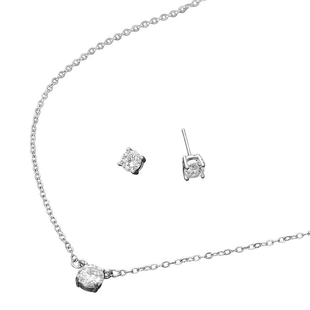 FASHNZFAB Solitaire Pendant Necklace Silver 4