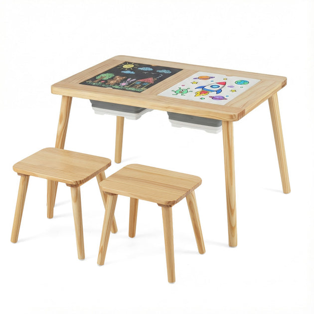 Hivvago Wooden Kids Activity Table Set Natural 2