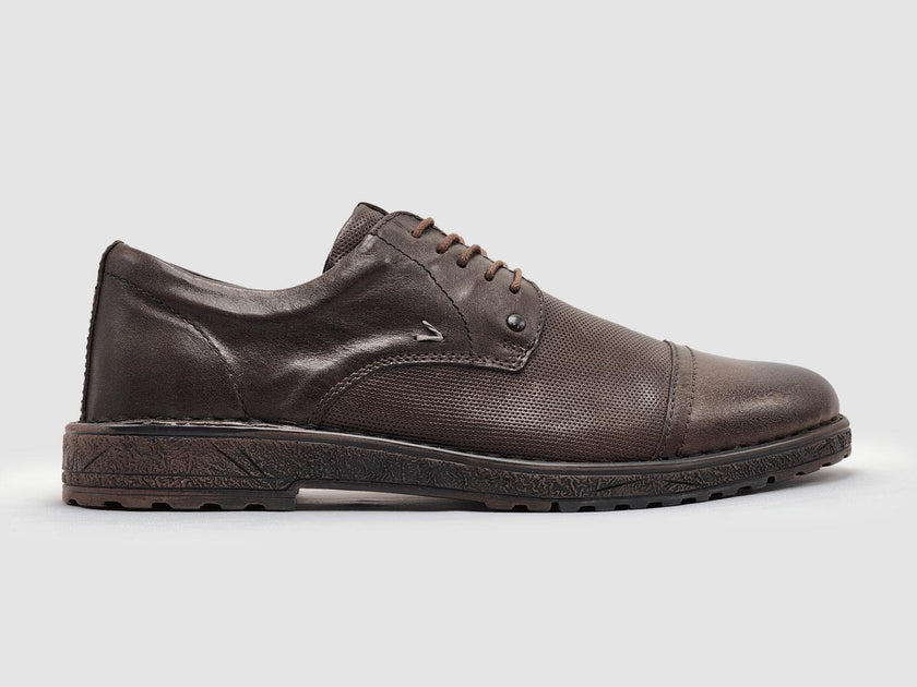 NEW KCR GROUP men\'s derby toe-cap leather dress shoes in dark brown Kcr Group - Men main image 4