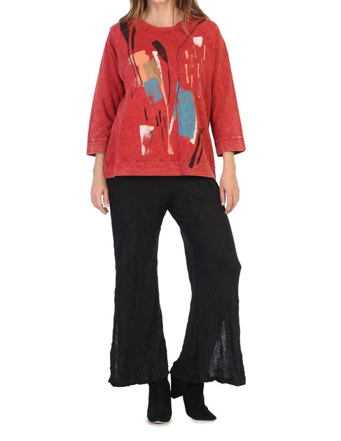 Jess & Jane Brush Strokes Top Orange XLarge 2