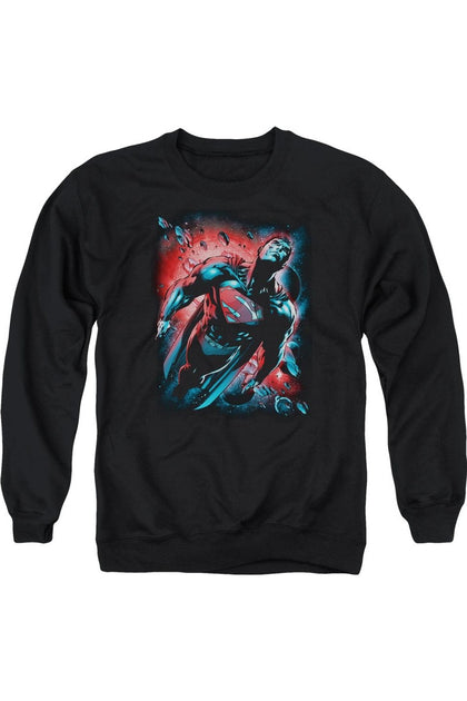 Gildan Superman Red Sun Adult Crewneck Sweatshirt Black Small 2