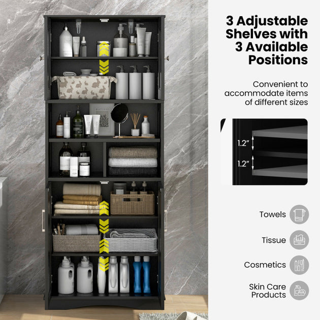 Hivvago Tall Bathroom Storage Cabinet White 6