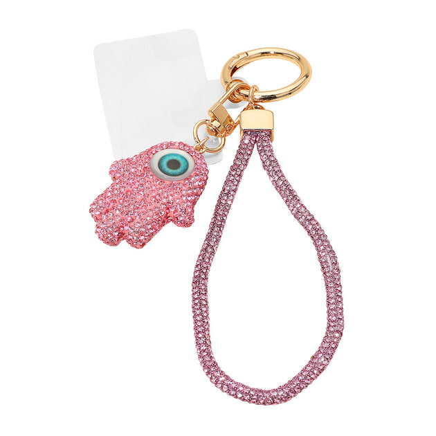 FASHNZFAB Hamsa Hand Evil Eye Keychain Pink 3