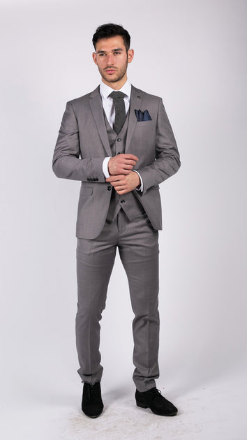 Paul Andrew Charles 3 Piece Plain Suit Grey US 44 Regular 3