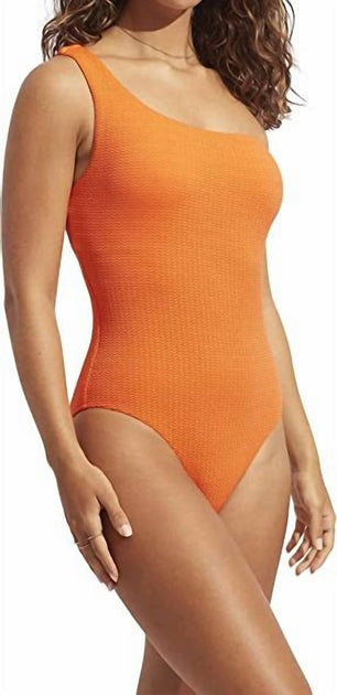 Seafolly One Shoulder One Piece Orange US 4 3