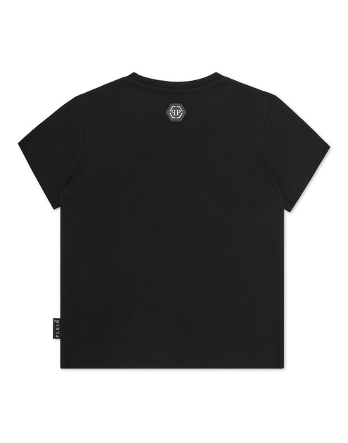 Philipp Plein T-Shirt Round Neck Short Sleeve Strass Monogram Black 6+ Years 4