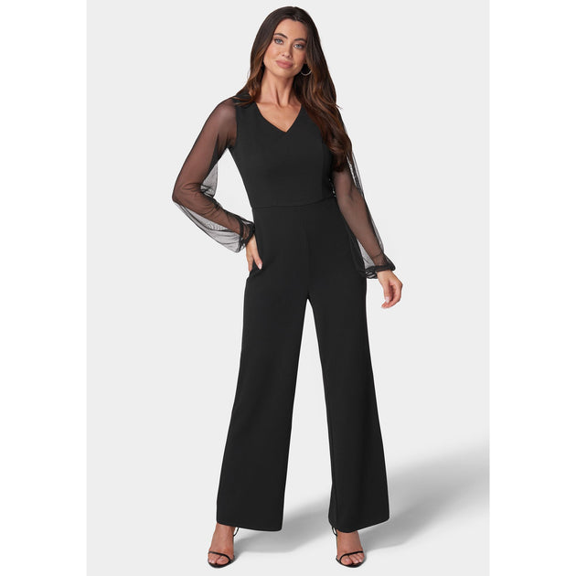 Bebe V-Neck Jumpsuit Black XS 2