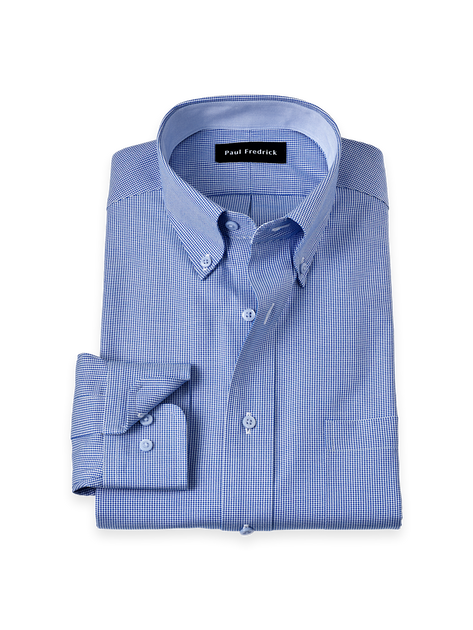 Paul Fredrick Houndstooth Dress Shirt Blue US 16.5 2