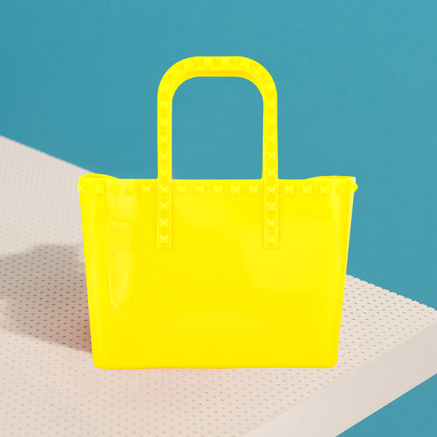FASHNZFAB Studded Jelly Tote Bag Yellow 3
