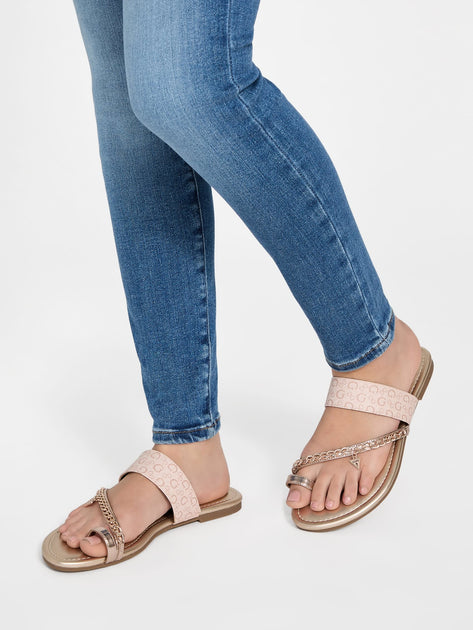 Guess Factory Levvia Chain Sandals White US 9 3