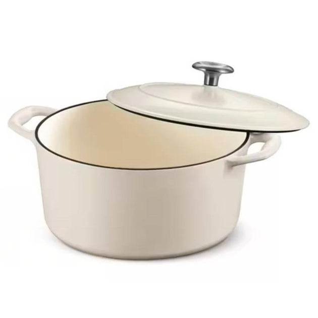 Hivvago Round 5-6 Quart White Cast Iron Dutch Oven 3