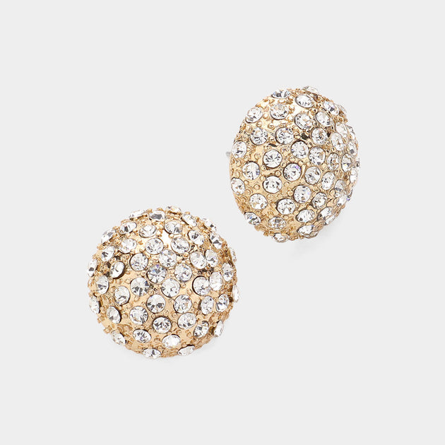 FASHNZFAB Dome Stud Earrings Clear Gold Silver 2