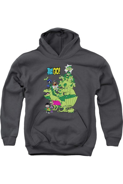 Gildan Teen Titans Go Beast Boy Stack Jugendlicher Pullover Kapuzenpulli Grau Medium 2