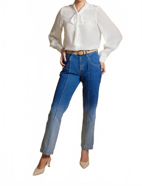Sasha+Z Pintuck Ombre Denim Pants Blue XSmall 2