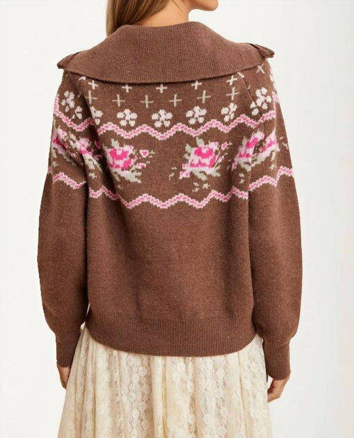 Knit & Lounge Halbzip-Pullover Braun Medium 4