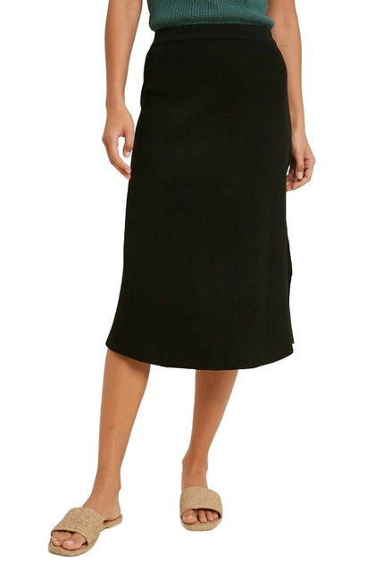 WISHLIST Gerippte Midirock Strickrock Schwarz Medium 2