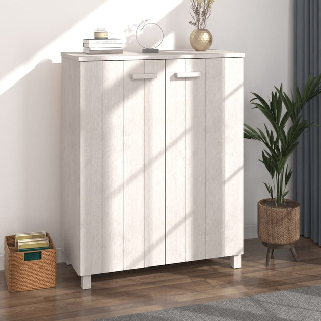 vidaXL HAMAR Shoe Cabinet White Solid Wood Pine 2