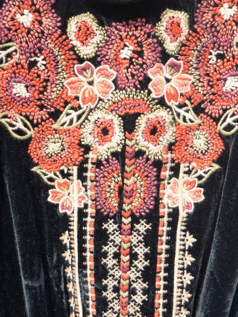 THML Velvet Embroidered Dress Black Medium 4