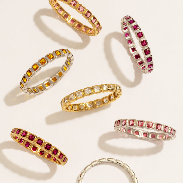 Made By Mary July Birthstone Eternity Ring Pink US 9 4