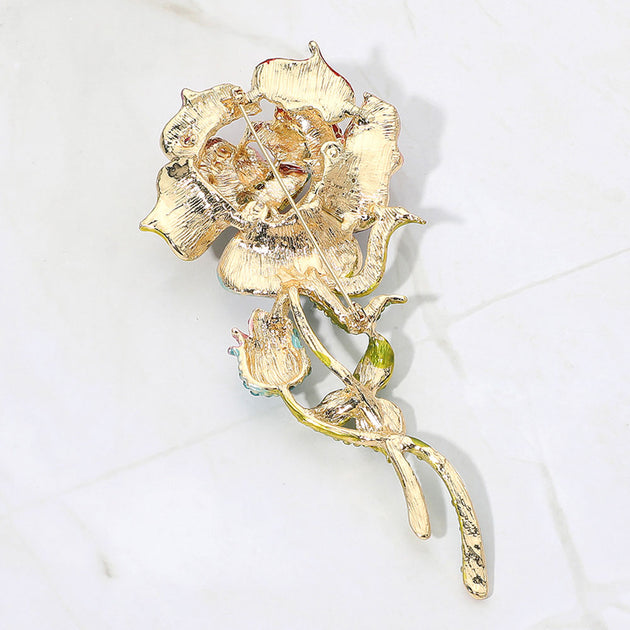FASHNZFAB Rose Stem Pin Brooch Silver One Size 5