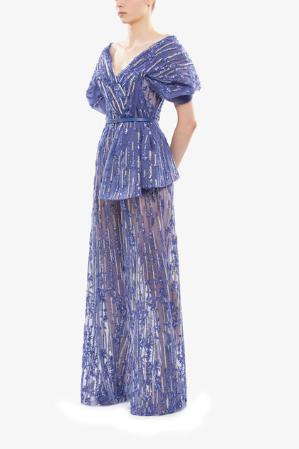 Saiid Kobeisy Embroidered Jumpsuit Purple EU 38 4