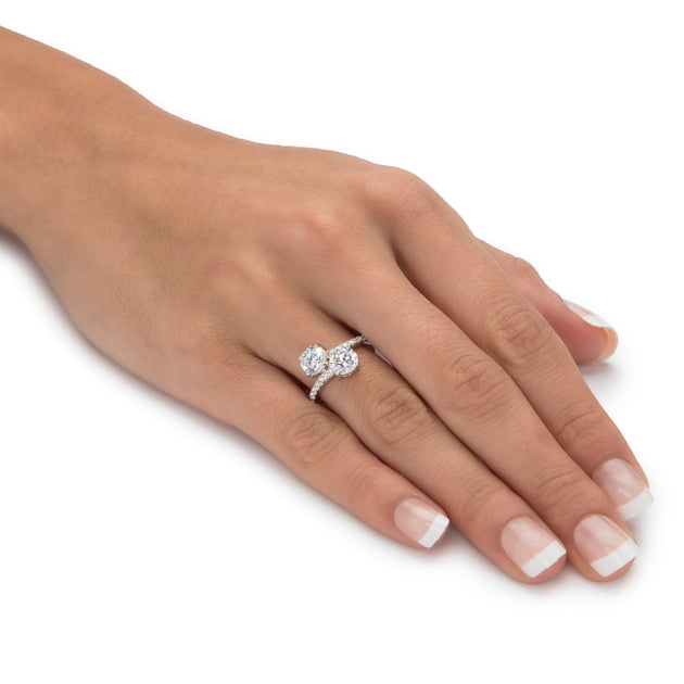 Palm 2.74 TCW Cubic Zirconia Sterling Silver Bypass Ring Silver US 6 4