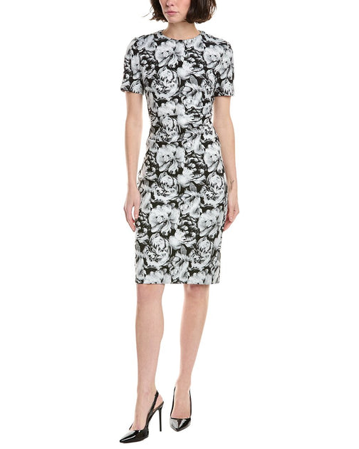 Sara Campbell Sheath Floral Jacquard Dress White US 10 2
