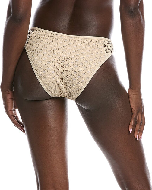 Carmen Marc Valvo Crochet Bikini Bottom Beige Large 3