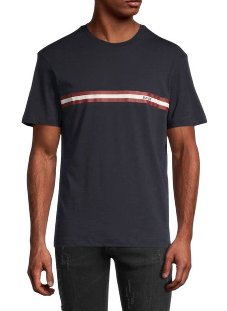 Bally Striped Logo T-Shirt Blue Medium 2
