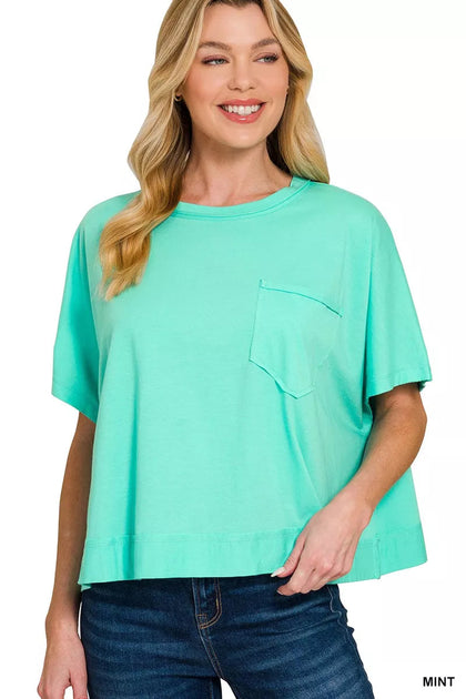 TRUEDAMES Exposed Seam Boxy Top Green Small/Medium 2