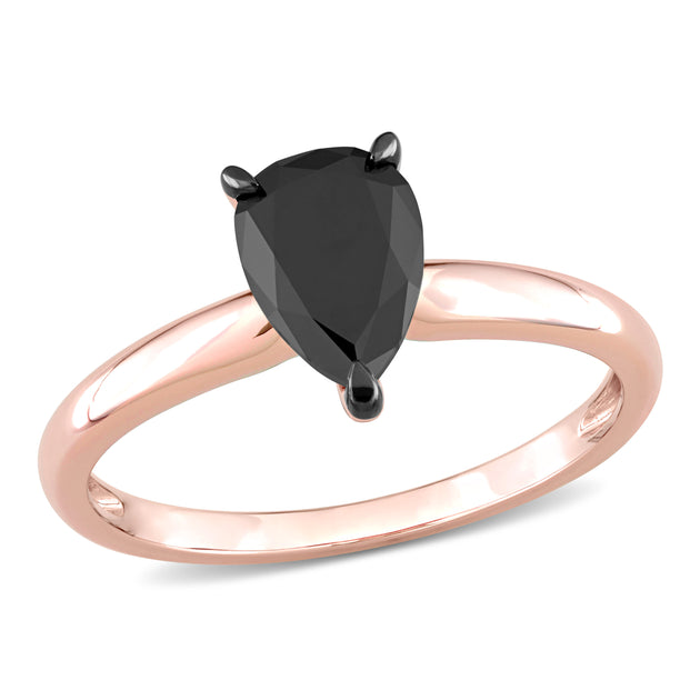 Mimi & Max Solitaire Engagement Ring Rose Gold Black US 4 2