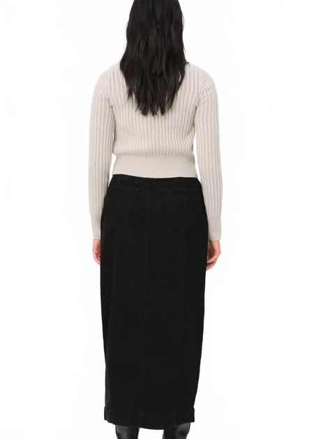 Warp + Weft SMX Denim Maxi Skirt Black 27 4