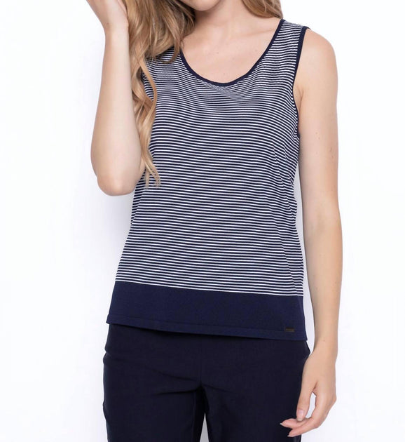 Picadilly Knitted Stripe Tank Blue XS 2